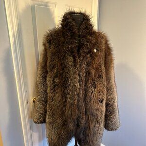 FENDI Long-Hair Raccoon Fur Coat, natural brown/black tones, Italy, Sz 48 (large